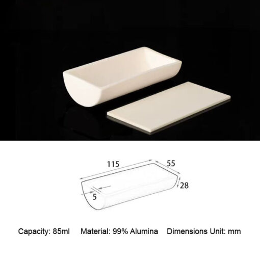 85ml High Purity Alumina (Al2O3) Half-Round Boat Crucibles