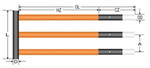 W Type Silicon Carbide Heating Element Drawing