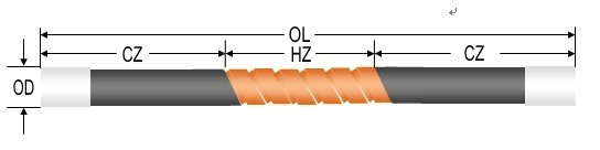 SC Type SiC Heater Drawing