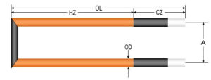 U Type Silicon Carbide Heating Element Drawing