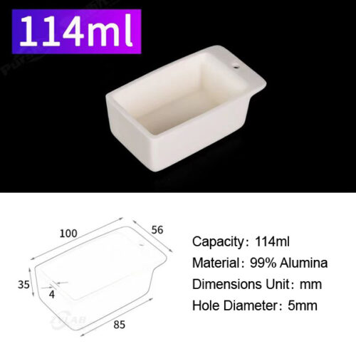 114ml Rectangular Alumina Crucible with Hole