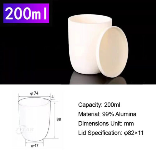 200ml Alumina Conical Muffle Furnace Crucible with Lid