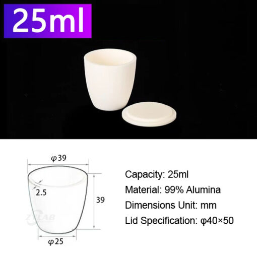 25ml Alumina Conical Muffle Furnace Crucible with Lid