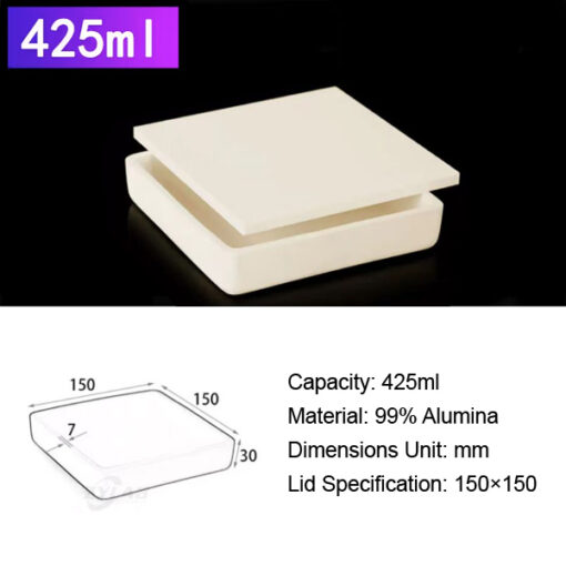 425ml Alumina Square Crucible with Lid