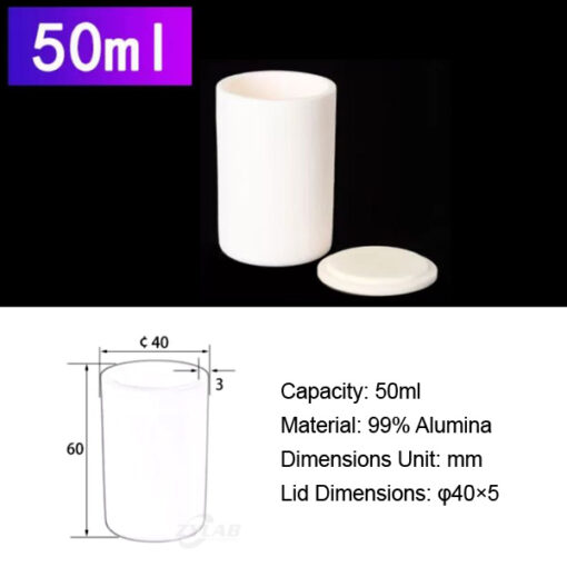 50ml Cylindrical Alumina Crucible with cover