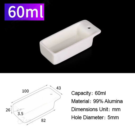 50ml Rectangular Alumina Crucible with Hole