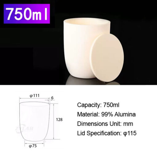 750ml Alumina Conical Muffle Furnace Crucible with Lid