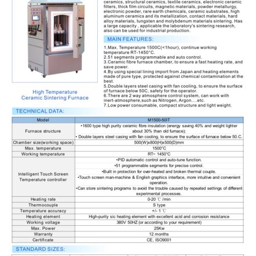 Brochure of High Temperature Chamber Furnace